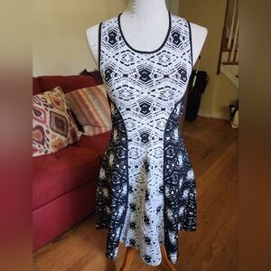 Parker Black and White Geometric Mini Dress